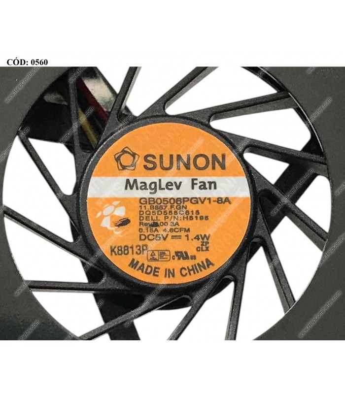 VENTI. DELL  INSPIRON 500M 510M 600M LATITUDE D500 D600 D610  (11.(2).F.3C DC5V) SERIES 0H5195 ORIG.