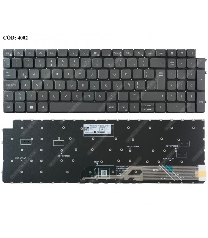 TECLADO DELL INSP. 15 3510 3511 3515 3520 3521 3525 5515 5510 7510 LATITUDE 3520 SERIES BK NO-BL LA ORIG.