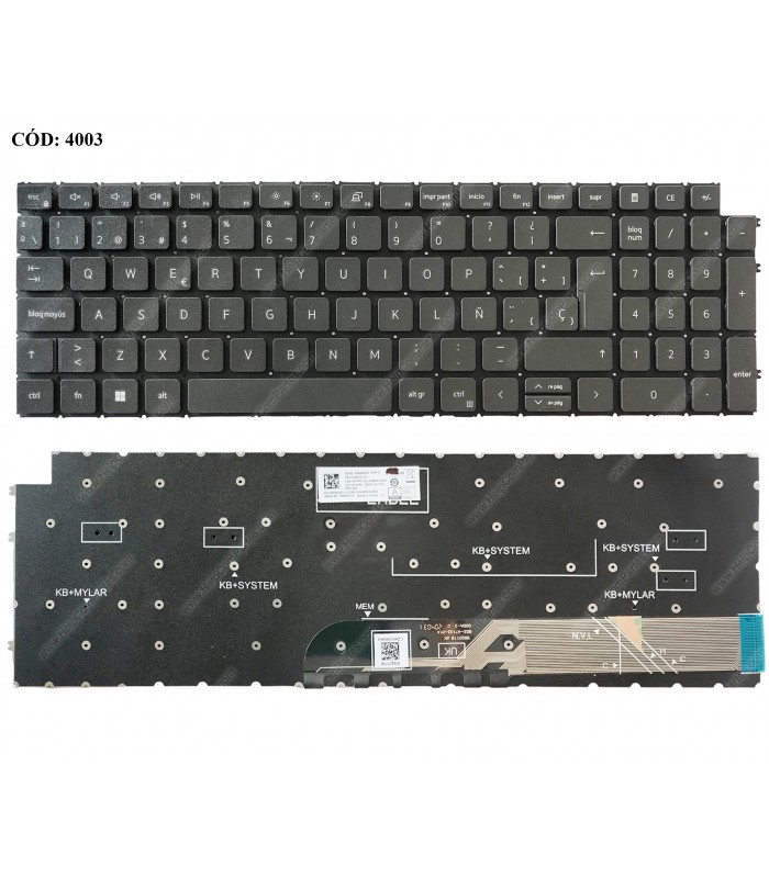 TECLADO DELL INSP. 15 3510 3511 3515 3520 3521 3525 5515 5510 7510 LATITUDE 3520 SERIES BK NO-BL SP ORIG.