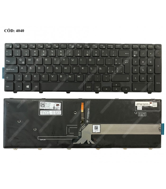TECLADO DELL INSP. 15-3000 3552 3558 3542 5542 5547 5548 5545 5558 5555 5559 /17 5748 5749 5758 07TT4J BK BL LA ORIG.