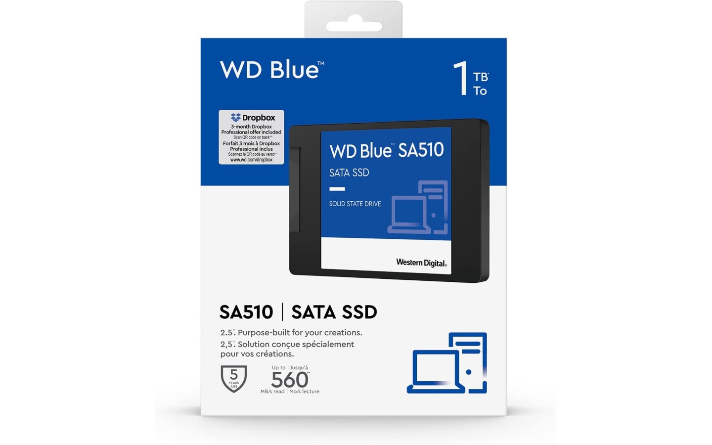 SSD WD BLUE SA510 1TB 2.5"/7mm SATA III 6GB/S, TBW 400 / 560/520MB/s RW