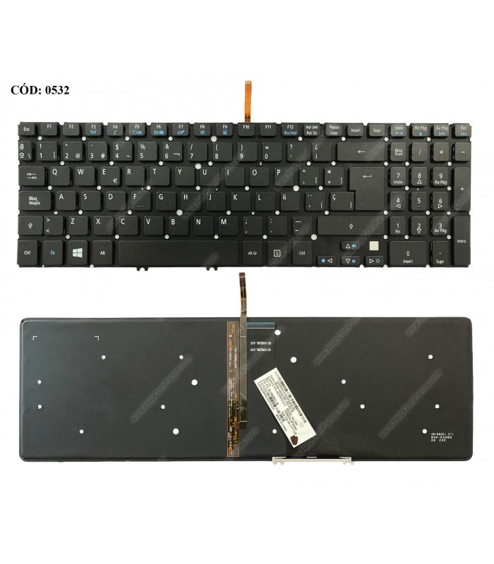 TECLADO ACER ASPIRE V5-531 V5-551 V5-551G V5-552 V5-552G V5-571 V5-571P V5-571G V5-572 SERIES AEZRPP01010 BK BL SP ORIG.