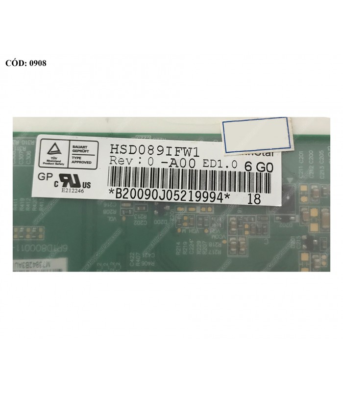 DISPLAY 8.9" 40PIN LED WSVGA SLIM (1024x600) MATTE 60Hz N-TS LVDS VC.D PCBA FLAT 2cm NO BRACKET / HSD089IFW1-A00 ORIG.