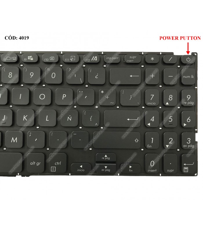 TECLADO ASUS Vivobook X509 X509FA X509FB X509FJ X509FL X509U X509MA X509UB X509UA X509DA SERIES BK PWR-KEY BL LA ORIG.