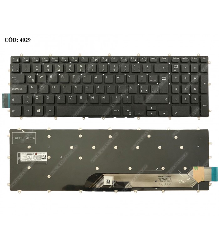 TECLADO DELL INSP. 15 3580 3581 3582 3583 3584 5565 5567 /3579 3590 3595 G3 /5587 G5 /7588 7590 G7 SERIES BK LA ORIG