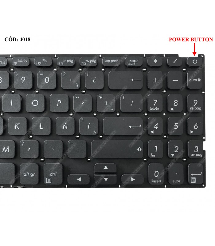 TECLADO ASUS VIVOBOOK 15 X512 X512D X512DA X512F X512FA X512U X512UA X512UB F512 F512DA F512JA BK PWR-KEY LA ORIG
