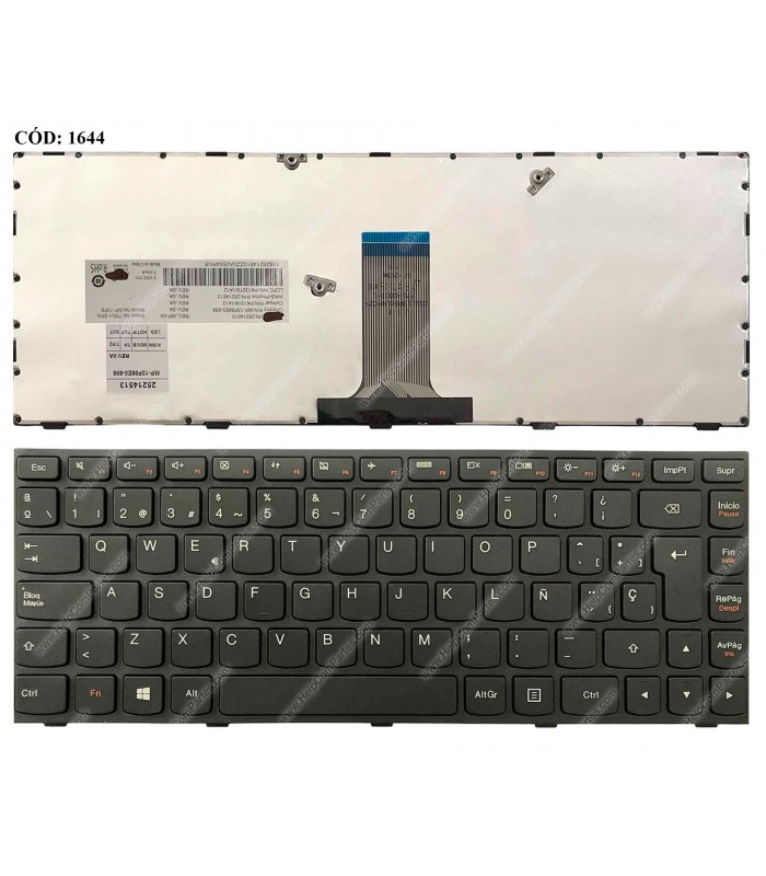 TECLADO LENOVO G40 G40-30 G40-80 G40-45 Z40 B40-70 G40-70 B40-70AT B40-35 300-14IBR 300-14ISK 305-14IBD FLEX 2 14 BK SP OEM.