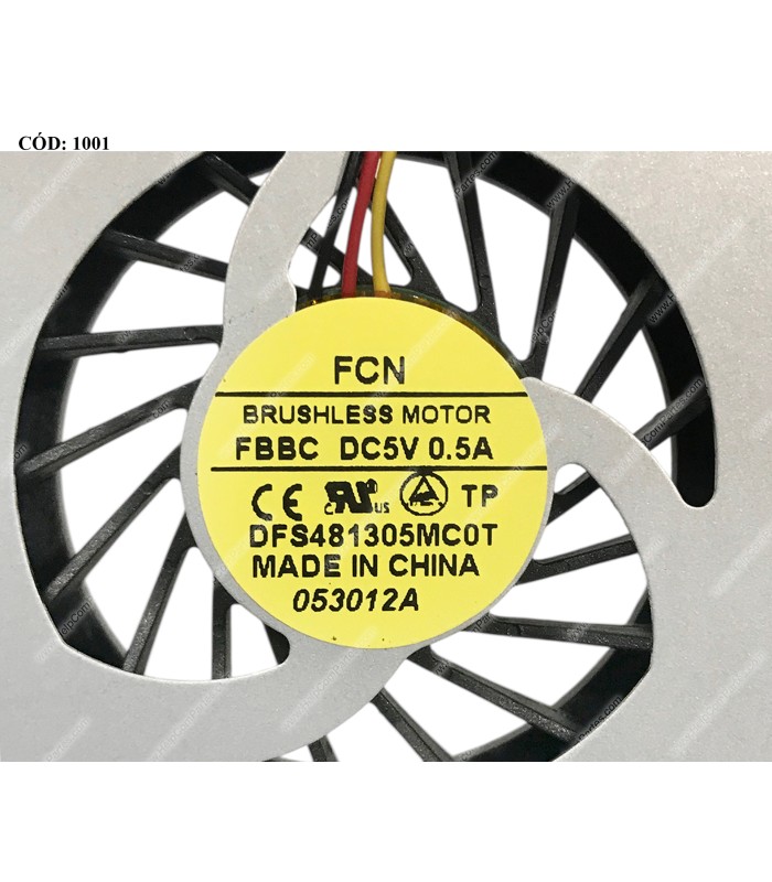 VENTI. TOSHIBA SATELLITE  L830 10F  10X  L830-114 116 118 SERIES  DFS481305MC0T 3PIN ORIG.