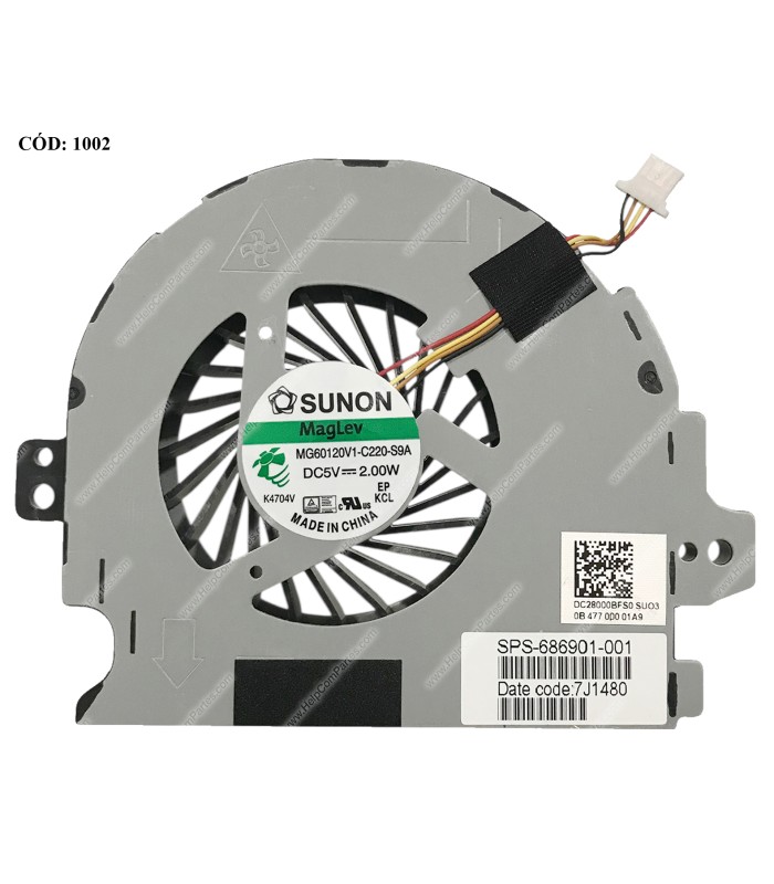 VENTI. HP ENVY M6-1000 M6-1100 M6-1200 M6T-1000 SERIES MG60120V1-C220-S9A  686901-001 4PIN  ORIG.