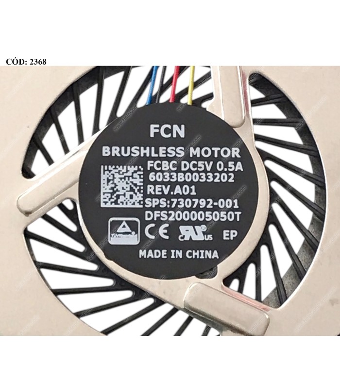 VENTI. HP ELITEBOOK 840 850 740 745 G1 725 740 820 840 845 850 G2 ZBOOK 14 15 SERIES  730792-001 4PIN ORIG.