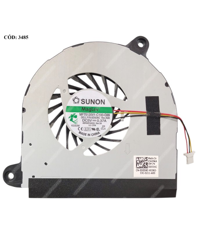 VENTI. DELL INSPIRON 17R 5720 N5720 7720 SERIES XPS 15 L501X SERIES 0D0D6C 3PIN ORIG.