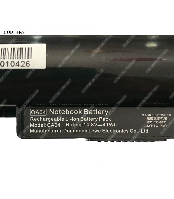 BATERIA HP 14.8V---41WH/ 4C OA04/ 14-D 14-G 14-R 15-D 15-R 15-G 15-N 240 G3 245 246 G2 G4 250 255 G2 G3 SERIES 740715-001 OEM.