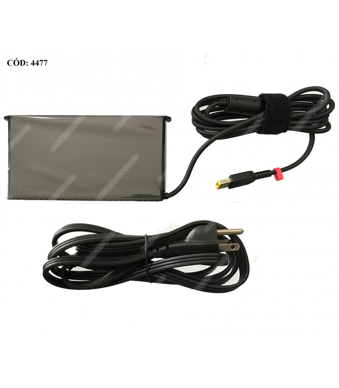 CARGADOR LENOVO 20.0V---8.5A 170W 100V-240V 50-60Hz US 3PRONG USB SQUARE SLIM YL TIP 02DL138 P.F ORIG.