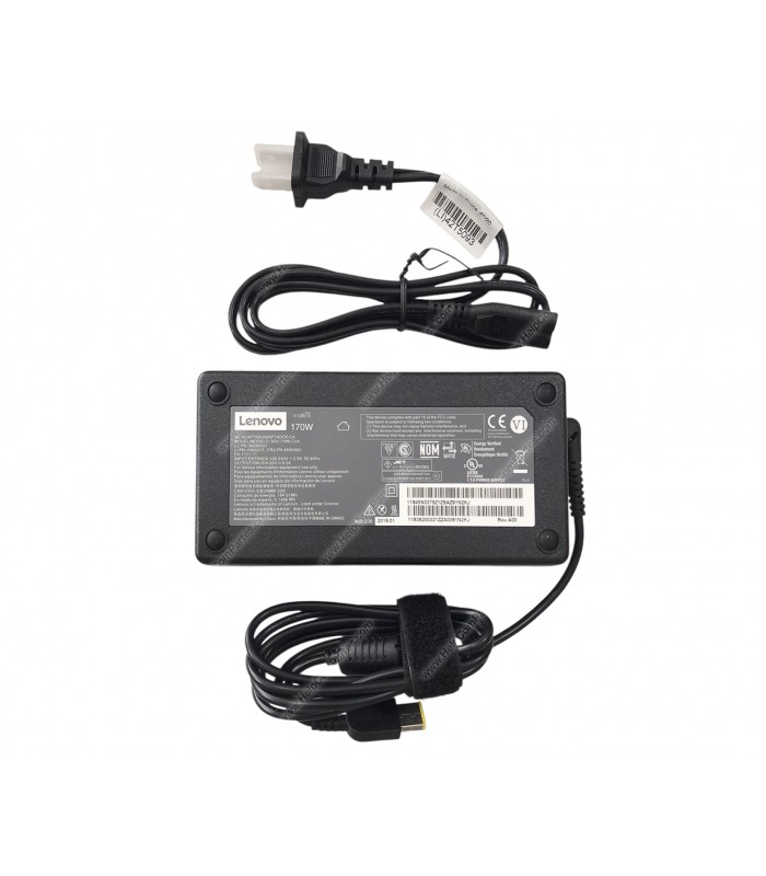 CARGADOR LENOVO 20.0V---8.5A 170W 100V-240V 50-60Hz US 2PRONG USB SQUARE SLIM YL TIP 4X20E50574 45N0560 P.C ORIG.