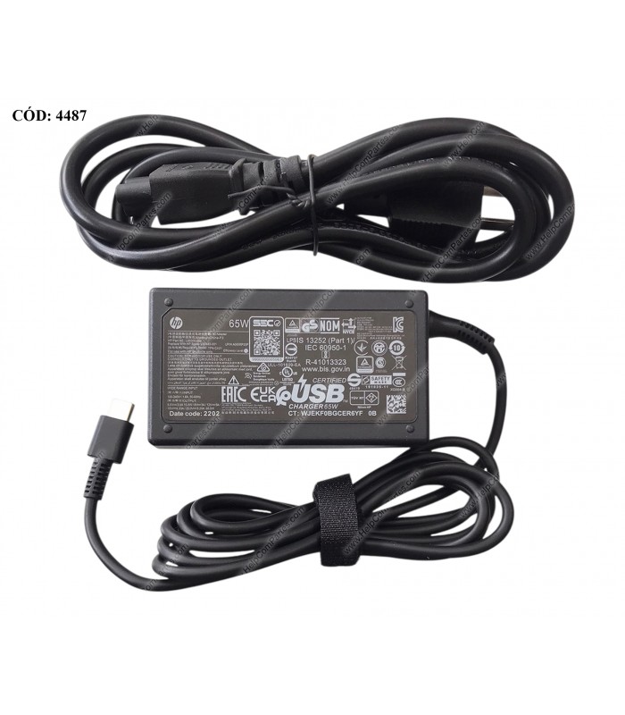 CARGADOR HP USB-C 65.0W 20.0V---3.25A /100V-240V US 3PRONG/5.0V---3.0A/9.0V---3.0A/12.0V---5.0A/15.0V---4.33A/ L65505-002 OEM
