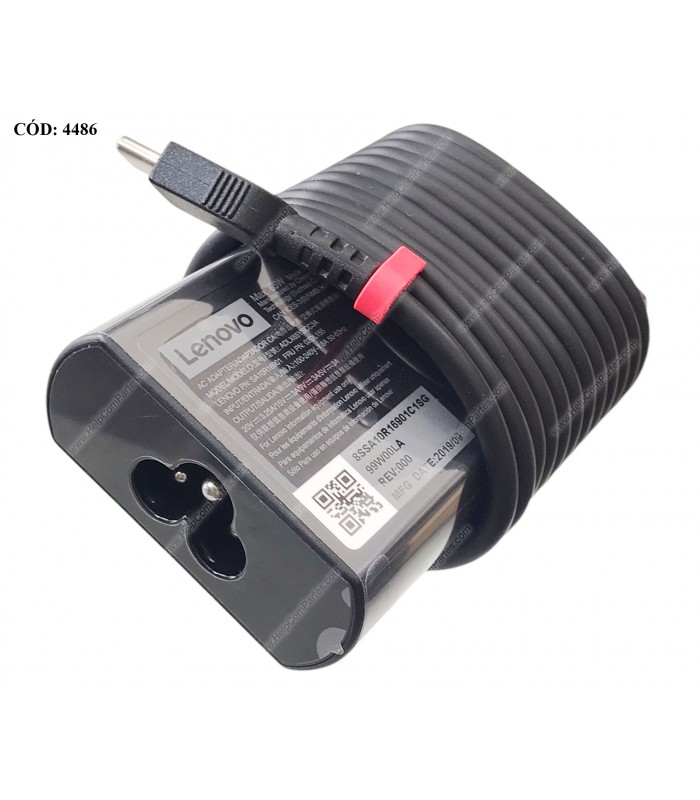 CARGADOR LENOVO USB-C 65W 20V---3.25A /15V---3A /9V---3A /5V---3A 100V-240V~ 50-60Hz US 3PRONG 02DL155 P.F ORIG.