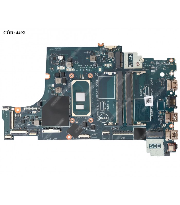 MBO DELL INSP. 3501 INTEL i3-1005G1/T 3.40GHz 2C /UMA/2xDDR4/ 3493 3593 SERIES FDI55 LA-J081P 0TW31C 10TH ORIG.