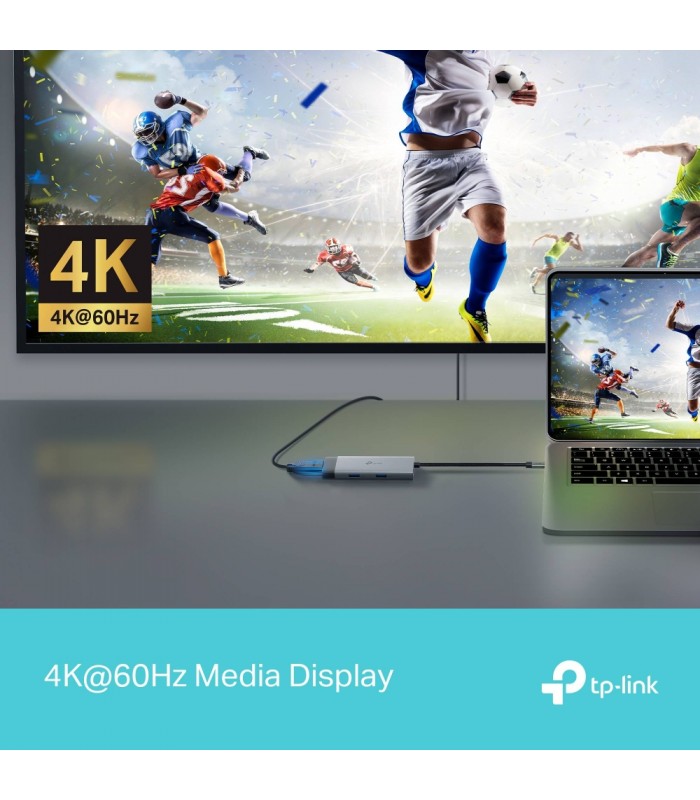 ADAPTADOR TP-LINK UH5020C 5-en-1 USB-C A 1X HDMI 4K /1X USB-C PD 100W /1X USB-C 5Gbps /2X USB-A 5Gbps/ 18cm / GRIS