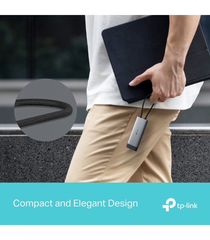 ADAPTADOR TP-LINK UH5020C 5-en-1 USB-C A 1X HDMI 4K /1X USB-C PD 100W /1X USB-C 5Gbps /2X USB-A 5Gbps/ 18cm / GRIS
