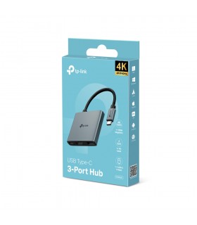 ADAPTADOR TP-LINK UH3020C 3-en-1 USB-C A 1X HDMI 4K /1X USB-C PD 100W /1X USB-A 5Gbps/ 18cm / GRIS