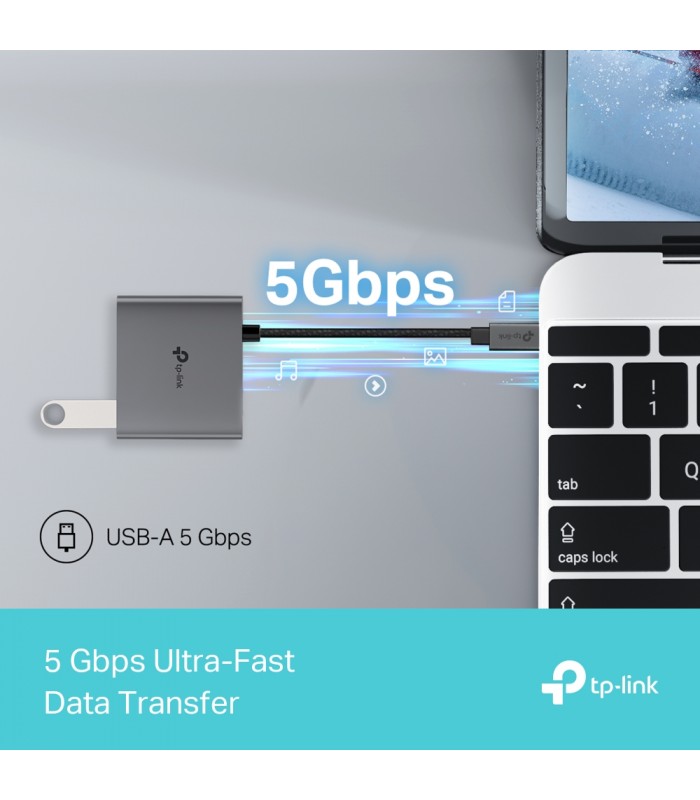 ADAPTADOR TP-LINK UH3020C 3-en-1 USB-C A 1X HDMI 4K /1X USB-C PD 100W /1X USB-A 5Gbps/ 18cm / GRIS