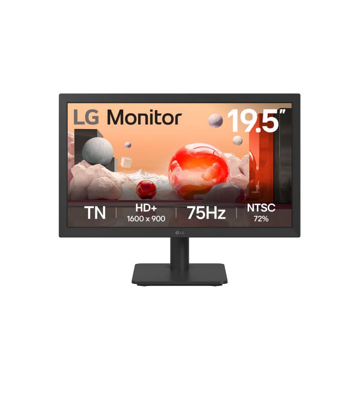MONITOR LG 19.5" HD+ 1600x900 A 75Hz /250N/ 1X HDMI/ 1X VGA/ 1X JACK AUDIO /20U401A-B /BK/ 1Y