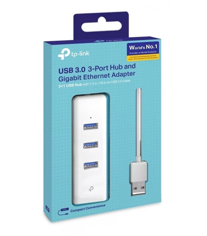 ADAPTADOR RED TP-LINK UE330 2-en-1 USB 3.0 A RJ45 GIGABIT + HUB USB-A 3.0 3XPUERTOS WH