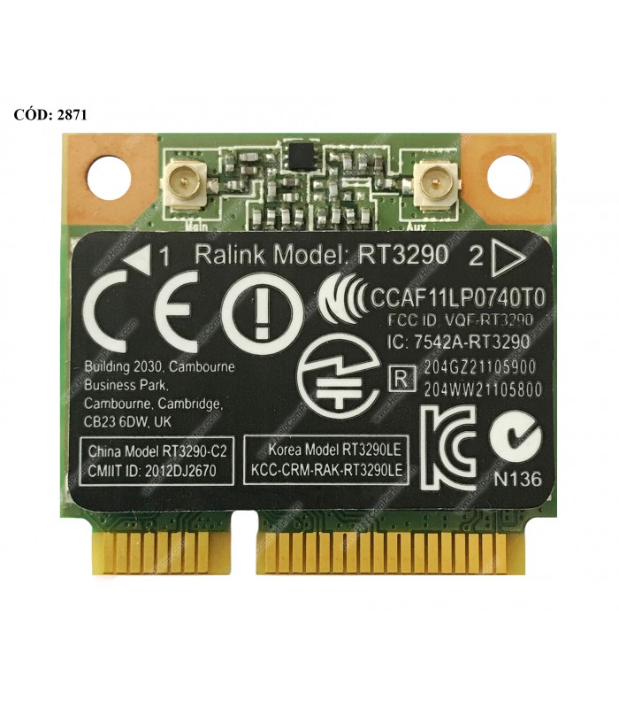 WI-FI PCI-E HP RALINK RT3290 802.11b/g/n 1x1 WiFi + BT 4.0 690020-001 689215-201