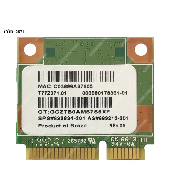 WI-FI PCI-E HP RALINK RT3290 802.11b/g/n 1x1 WiFi + BT 4.0 690020-001 689215-201