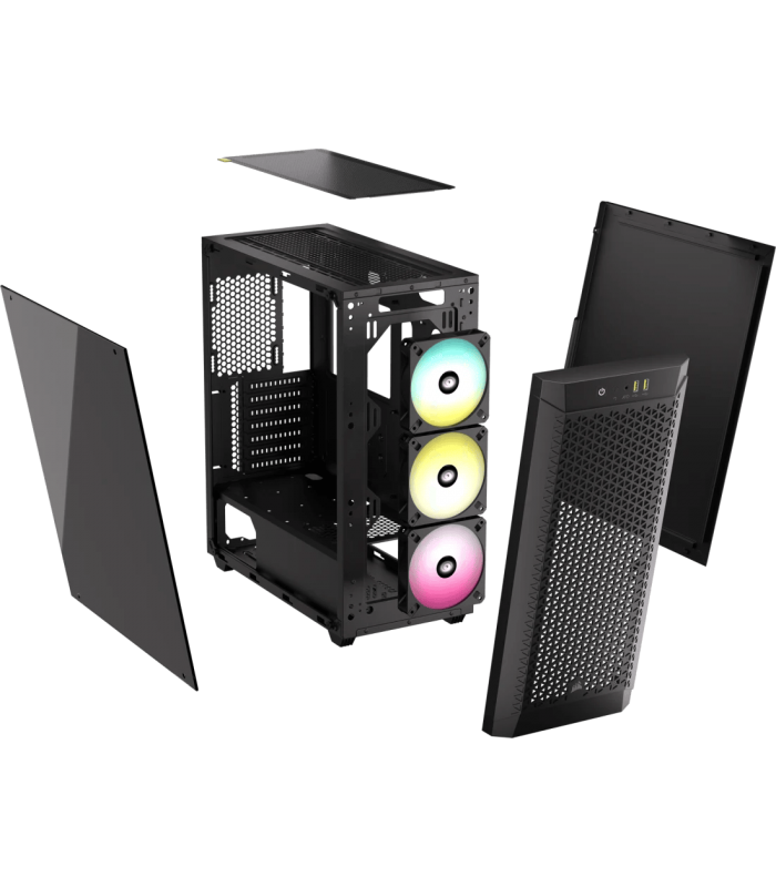 CASE CORSAIR CC-9011272-WW/480T RGB/ ITX/MATX/ATX/E-ATX /SW+RESET/2X USB 3.2/1X AUDIO IN-OUT/3X FAN 120mm/CRISTAL/GAMING/BK PC.