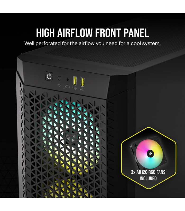 CASE CORSAIR CC-9011272-WW/480T RGB/ ITX/MATX/ATX/E-ATX /SW+RESET/2X USB 3.2/1X AUDIO IN-OUT/3X FAN 120mm/CRISTAL/GAMING/BK PC.