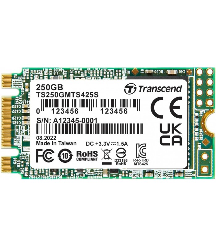 SSD TRANSCEND 425S 250GB M.2 B+M 2242 SATA III 6Gb/s PCIE GEN3 B+M Key/ 3D NAND SLC/ TBW 90 / 500-330MB/s RW TS250GMTS425S