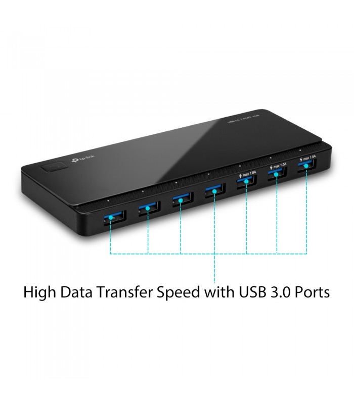 USB HUB TP-LINK UH700 USB 3.0/5Gbps 7-PORT USB 3.0 + ADAPTADOR DE CORRIENTE 