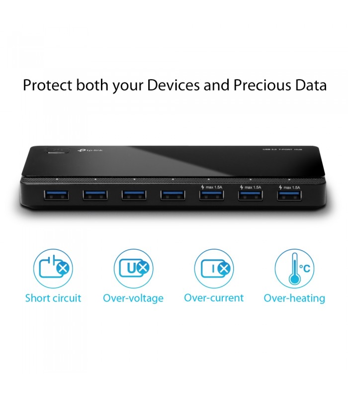 USB HUB TP-LINK UH700 USB 3.0/5Gbps 7-PORT USB 3.0 + ADAPTADOR DE CORRIENTE 