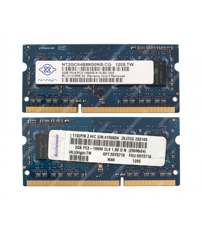 MEMORIA LENOVO 2GB DDR3L 1333MHz SODIMM Non-ECC 1.5V CL9 204PIN 55Y3710 ORIG.
