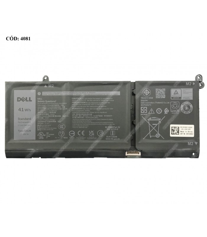 BATERIA DELL 11.25V---41WH 3C G91J0/ INSP. 15 3510 3511 3515 3520 3521 3525 3530 3535 14 5410 7420 SERIES 0FH3K2 BK ORIG.