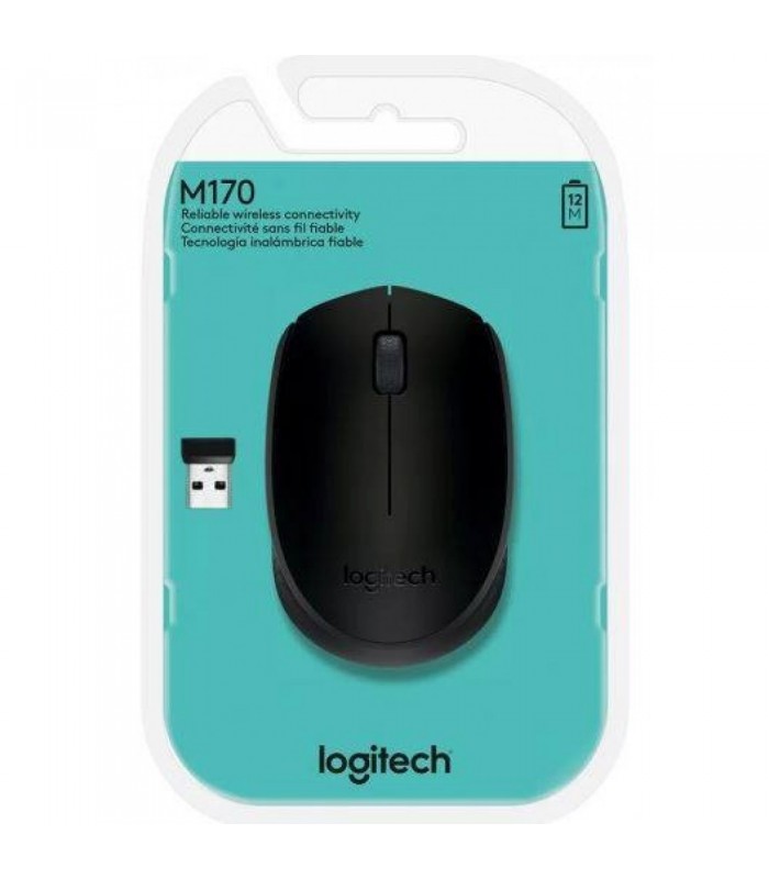 MOUSE LOGITECH M170 INALÁMBRICO GRIS/NEGRO / OPTICO/ USB-A /3BOTONES/1000DPI/12M BATT/10m/2D RUEDA/1XAAA/ 910-004940