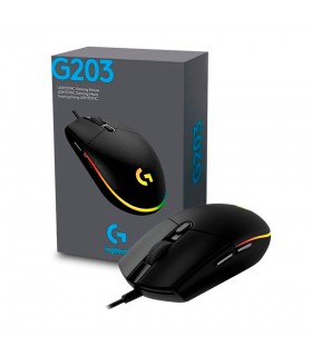 MOUSE LOGITECH G203 GAMING 6BOTONES USB ALAMBRICO PC 910-005790 NEGRO