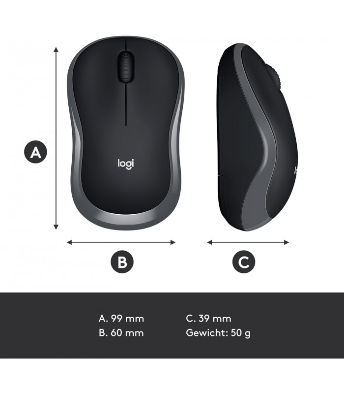 MOUSE LOGITECH M185 INALÁMBRICO GRIS /OPTICO/USB-A/3BOTONES/1000DPI/12M BATT/10m/2D RUEDA MECANICO/1XAAA/ 910-002225