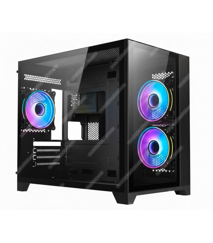 CASE SPEEDMIND SMGSM11 MICRO ATX/ITX / 3XUSB/3 FAN ARGB 120MM/3.5"X1/2.5"X2/VIDRIO TEMPLADO/NO FUENTE/BK/GA