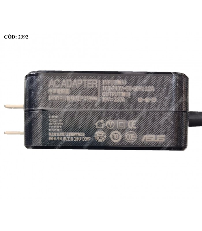 CARGADOR ASUS 19V---2.37A 45W PIN 4.0*1.35MM 100-240V~ US 50-60Hz 2PRONG LED OEM