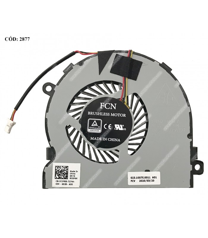VENTI. DELL INSPIRON 15-3565 3567 3568 14-5447 5557 5548 VOSTRO 14-3468 15-3568 3578 SERIES 0CGF6X 3PIN ORIG. 