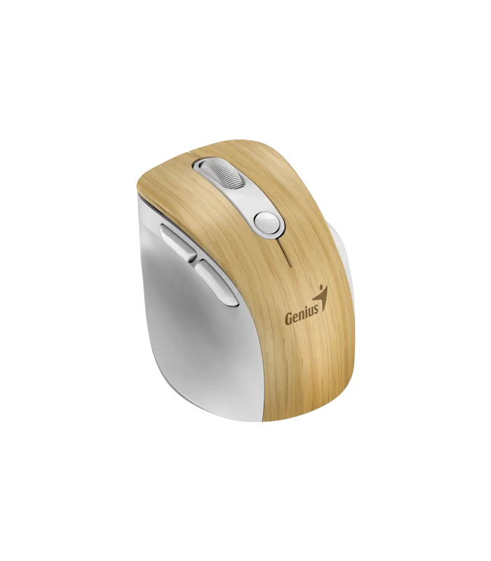 MOUSE GENIUS ERGO 9000S PRO INALÁMBRICO MADERA /RF 2.4GHz+BT 5.3/OPTICO/USB-A/RGB 7C/6BOTONES/2400DPI/10m/BATT USB-C/SILEN/ERGO.