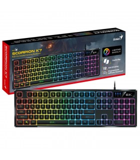 TECLADO SCORPION K7 USB-A ALAMBRICO/ NEGRO/ RGB 7C/ GAMING/AI COP/FN 12/S-MECAN/ANTIGHOST/MEM.16KB/SRD/ 1.8M/ESPAÑOL PC