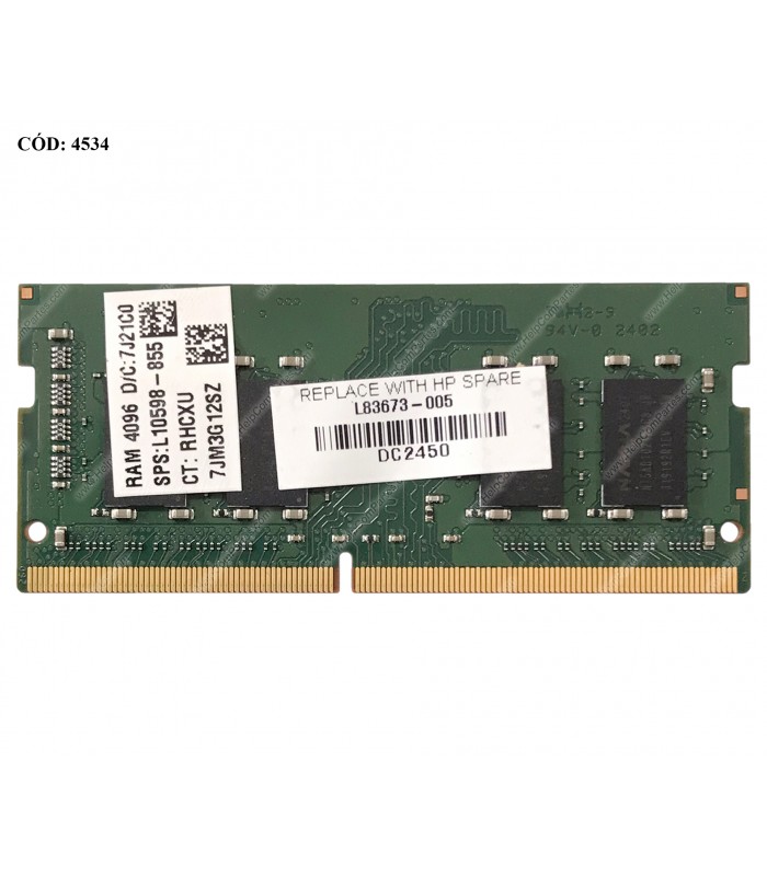 MEMORIA NANYA 8GB DDR4 3200MHZ SODIMM Non-ECC 1.2V CL22 260PIN NT8GA64D88CX3S-JR L83673-005 ORIG.