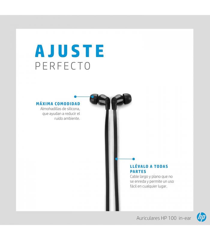 AURICULARES HP 100 ALAMBRICO JACK 3.5mm X1 STEREO NEGRO (MOBIL) 1.24M 1KF54A6 924781-001 ORIG.