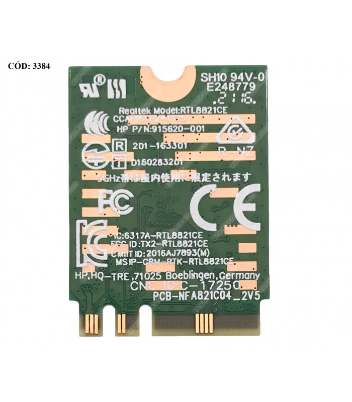 WI-FI M.2 NGFF 2230 REALTEK RTL8821CE 802.11AC 1x1 BT4.2 2.4/5GHz/ 250/255/256 G7 G8 G9 SERIES ANT X1 L17365-005 ORIG.