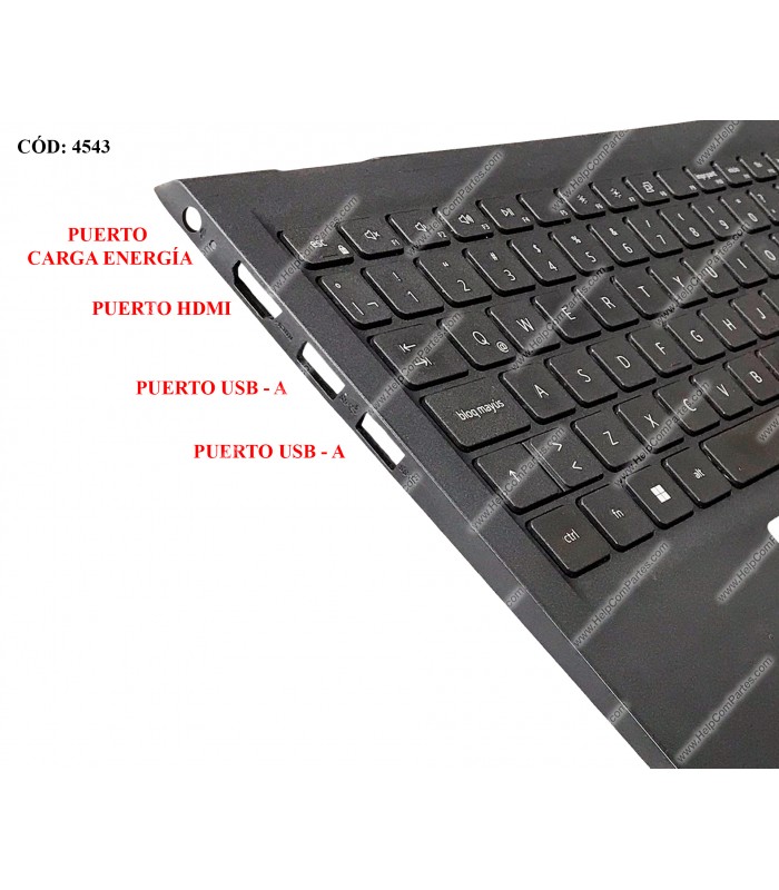 DELL ASSY W/KB W/PLMRST 15 3510 3511 3515 3520 3521 3525 3530 VOSTRO 3510 3520 SERIES USB-A N-BL 15.6" 0MM6M3 BLK LA ORIG. (DS)