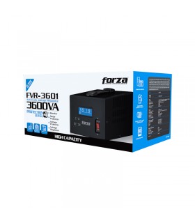 REGULADOR FORZA FVR-3601 3600VA/1800W, BLACK 110V/115V/120V 50/60Hz 13.04A 4TOMAS/LCD