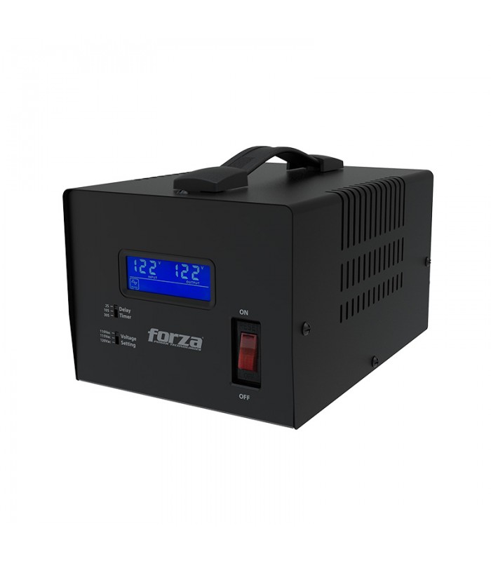 REGULADOR FORZA FVR-3601 3600VA/1800W, BLACK 110V/115V/120V 50/60Hz 13.04A 4TOMAS/LCD